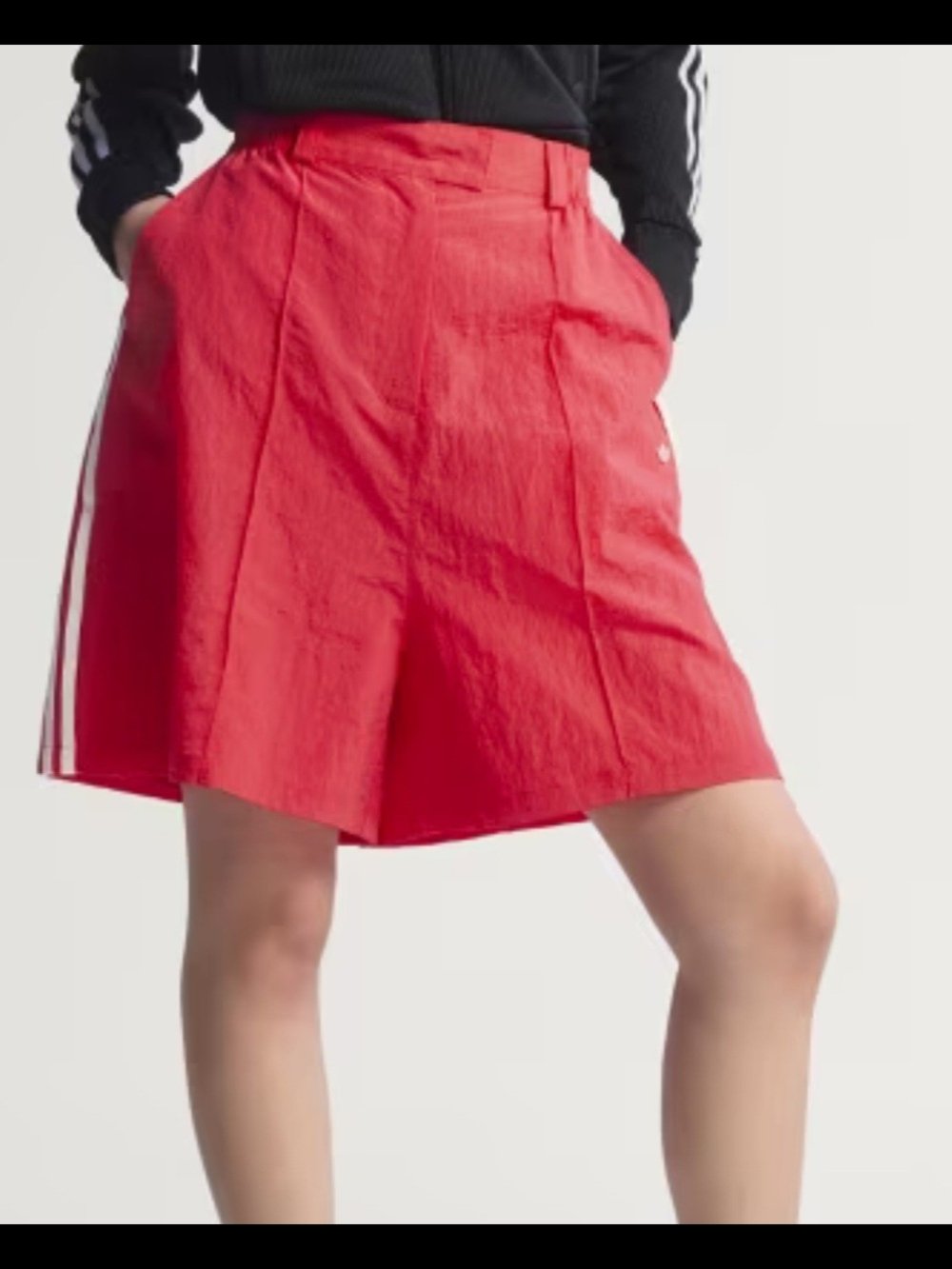 Adidas Women’s Red Shorts with White Three Stripes
